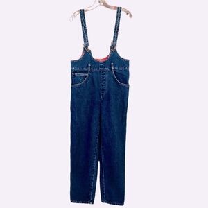 Vintage RARE STYLE Visa Made in USA Denim Pull On Overalls Straight Leg Sz 28
